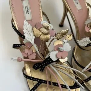 24kcat！PRADA パンプス 35 ヒール ニーマンマーカス Prada Neiman Marcus 95th Anniversary Sandal Heel Shoes. 40 7